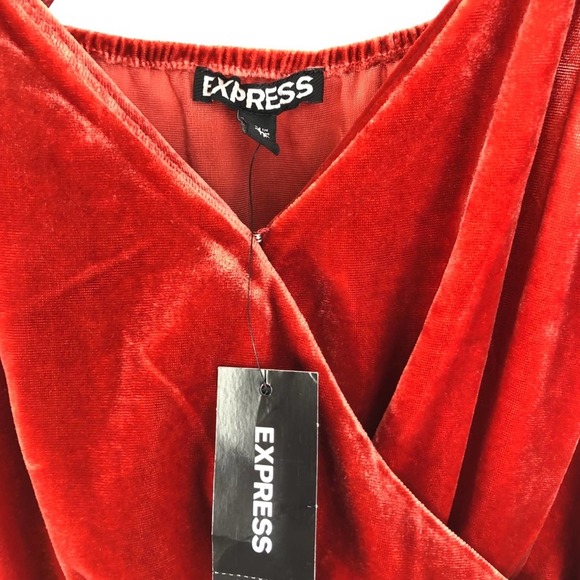 Express Orange Velvet XS Shirt NEW! Spaghetti Camisole V-Neck Wrap Strappy Top - Picture 4 of 6